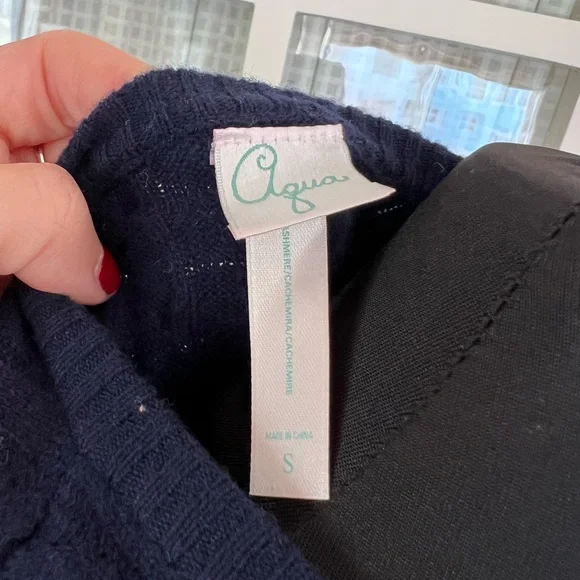 Aqua Cashmere Crew Neck Sweater - Picture 3 of 7